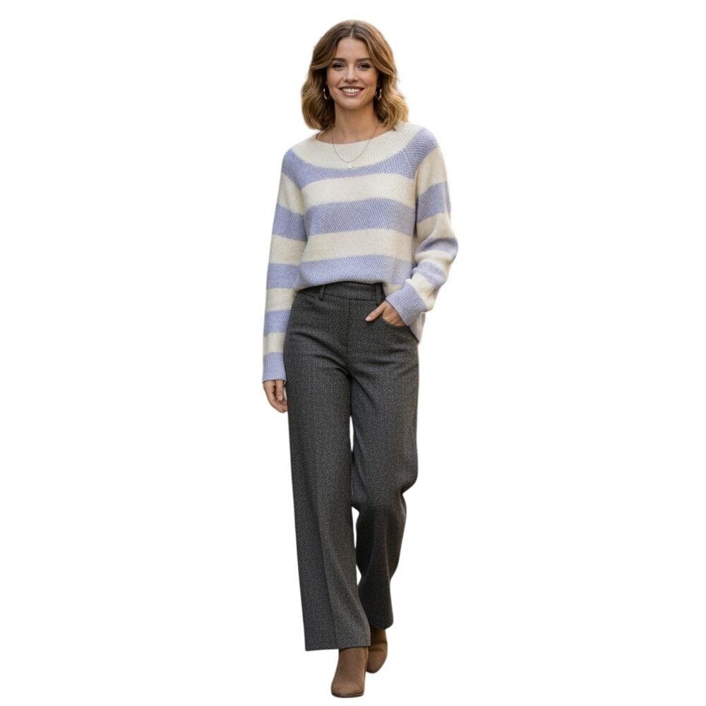 Club Monaco 100% Cashmere Pale Yellow Gray Striped Sweater Size S